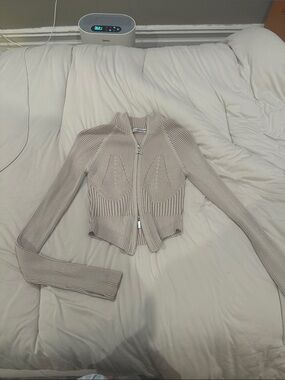 Manière de voir Ribbed Zip-Front Women’s Sweater Jacket in Beige
